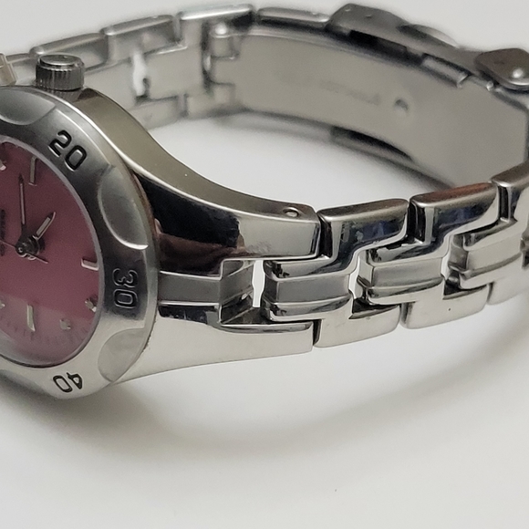 Fossil Blue Ladies Watch Silver Tone Band Pink Face New Battery - Picture 12 of 14